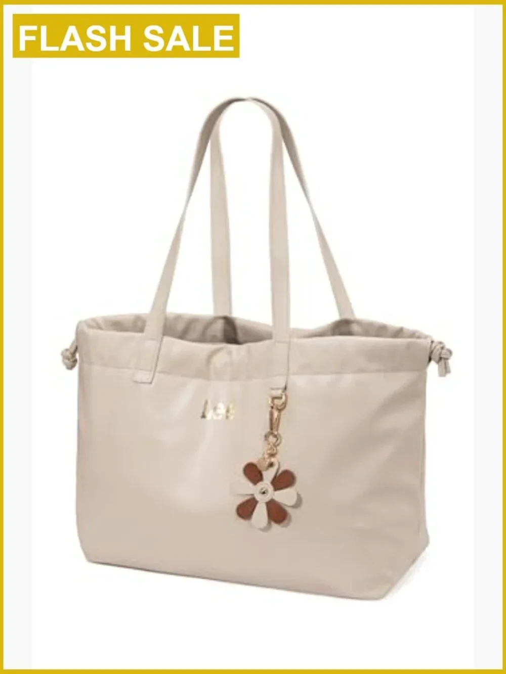 Large Vegan Leather Tote with Drawstring Closure